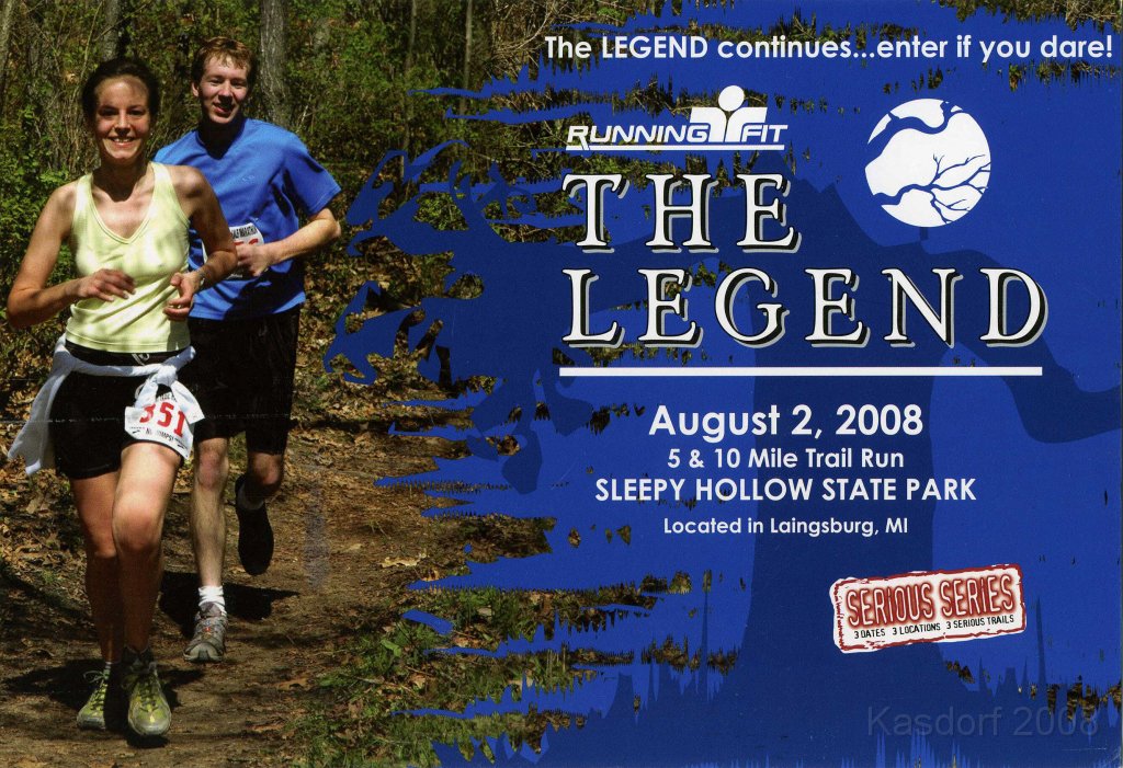 The Legend 5M 2008-08 0003.jpg - "The Legend" a five mile trail race held in Sleepy Hollow State Park, Laingsburg Michigan on August 2, 2008. A great day for a run in the woods, not to hot, not raining, dry trails. A good time, and hopefully a better "time" next year!